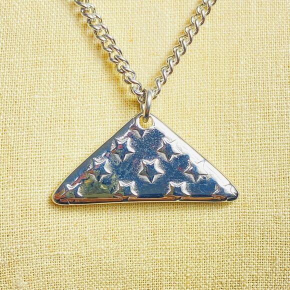 Folded FLAG Stainless Steel GREATER LOVE Reversible Pendant Necklace 24” - Picture 3 of 4